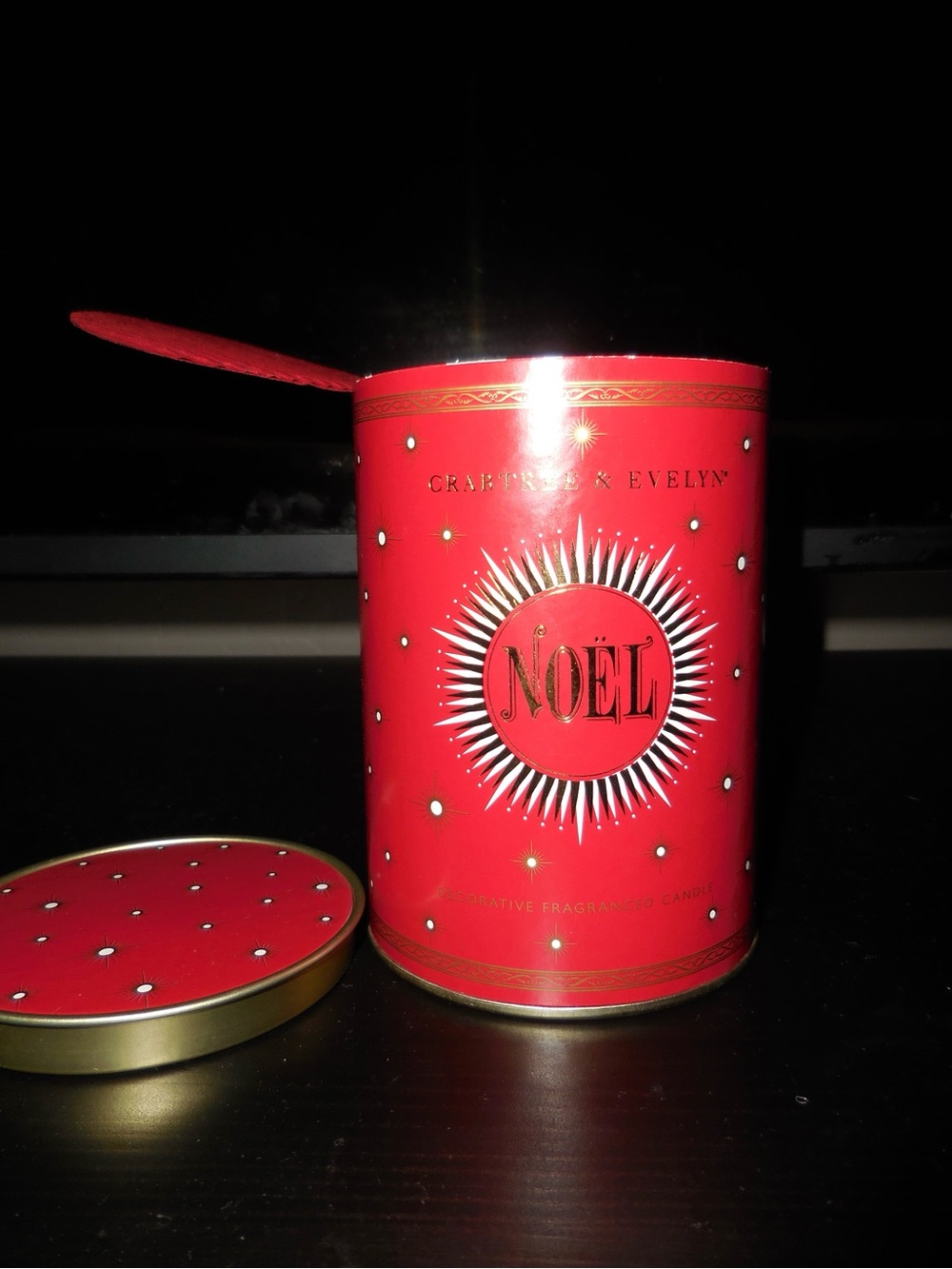 Crabtree & Evelyn Red and Gold Noël Decorative Candle Tin